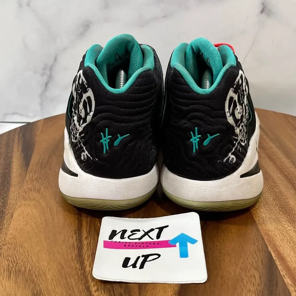 Size 6.5 Big Kids-Nike Kyrie 2 Basketball Sneaker Black Mid Top Skull